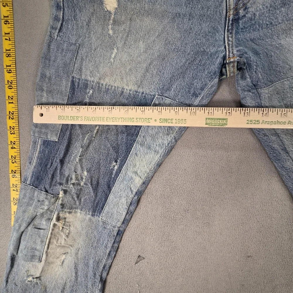 Levis 501 CT Jeans Womens Light Wash Tapered Patched Distressed Fits 27x27 - Picture 6 of 16